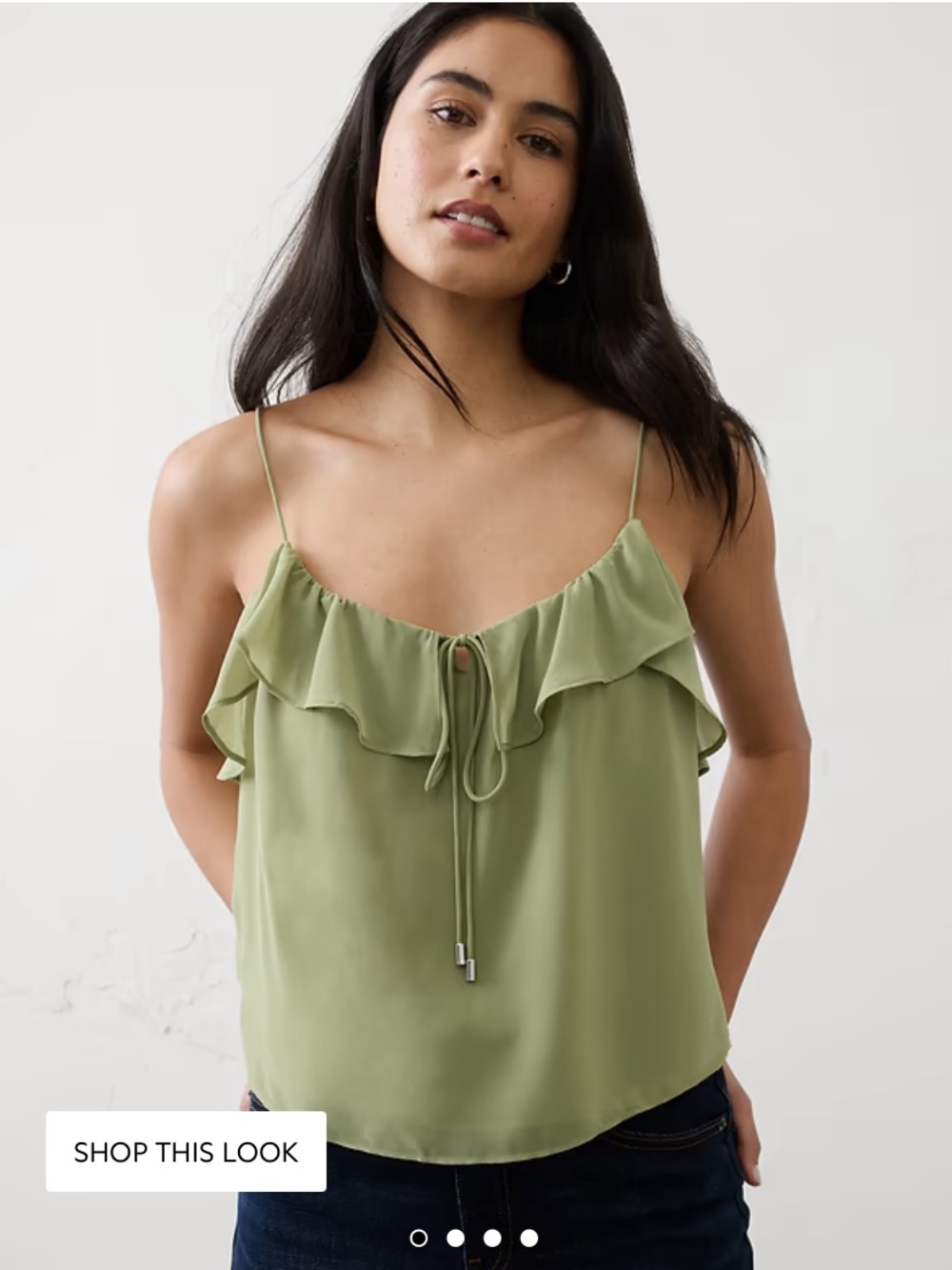 *Bundle 3+ for $5 each* NWOT Banana Republic Ruffled Tie-Front Tank Top - Olive